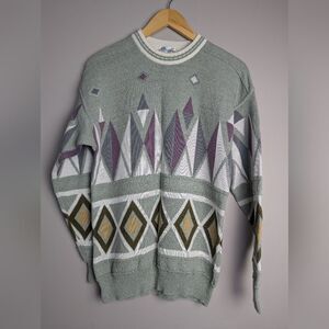 90s geometric pattern knitted sweater Pastel Mondango Made in italy S